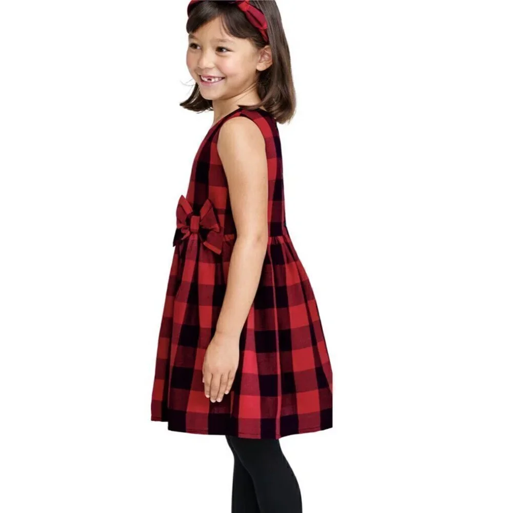 The Children’s Place Toddler Girls Buffalo Red Black Plaid 5T Dress TCP New - Picture 2 of 10